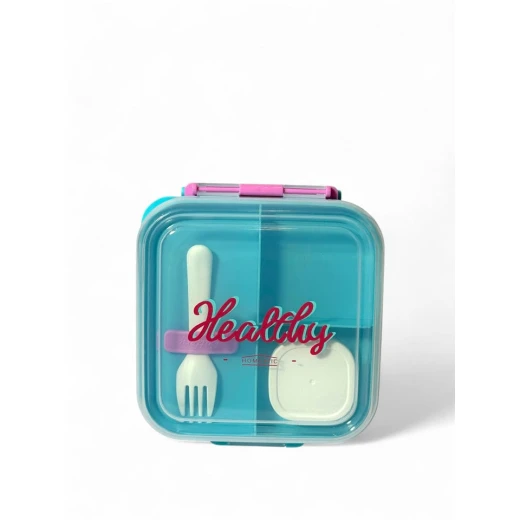Healthy Lunch Box with Compartments & Fork – Leakproof School Food Container with Transparent Lid & Safety Lock