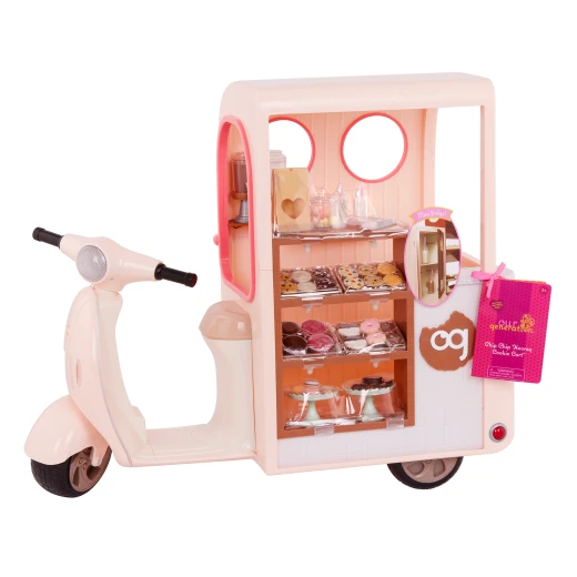 Our Generation, Chip Chip Hooray Cookie Cart Scooter Vehicle & 53-pc Play Food Accessories for Kids Ages 3+ 18