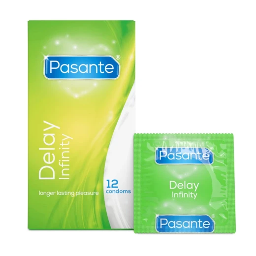 Pasante Delay Condoms, Extended Pleasure, Natural Rubber Latex Condoms with Benzocaine Lubricant to Delay Climax, Regular Fit, 12 Count - Pasante - Image 2