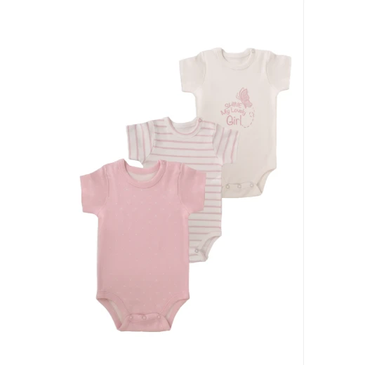 Junior Bodysuit short Sleeve love Girl, (3-6 M), 3 Pcs - Junior Clothing - Image 2