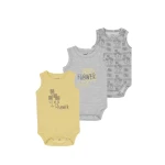 Junior Bodysuit Sleeveless Square flower, (0-3 M), 3 Pcs - Junior Clothing