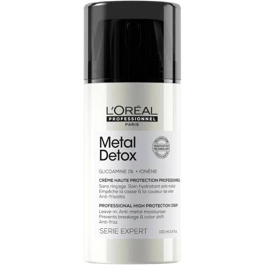 L’Oréal Professionnel | Metal Detox Leave-In Conditioner | For Dry and Damaged Hair | Heat Protection & Anti-Frizz Hair Cream | Hard Water Protection | With Glicoamine | SERIE EXPERT | 100ml