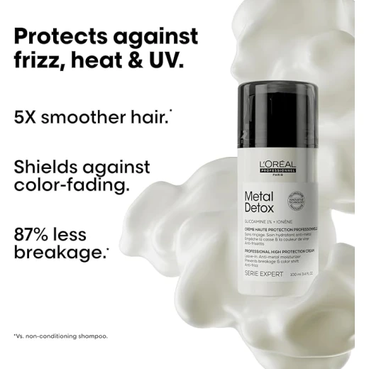 L’Oréal Professionnel | Metal Detox Leave-In Conditioner | For Dry and Damaged Hair | Heat Protection & Anti-Frizz Hair Cream | Hard Water Protection | With Glicoamine | SERIE EXPERT | 100ml - Loreal professionnel - Image 3