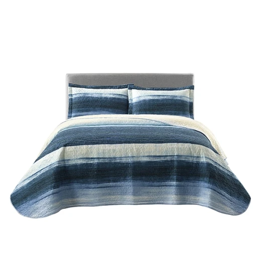 Nova Home Deniz Printed Bedspread Set - King & Super King - 4 Pcs - Blue