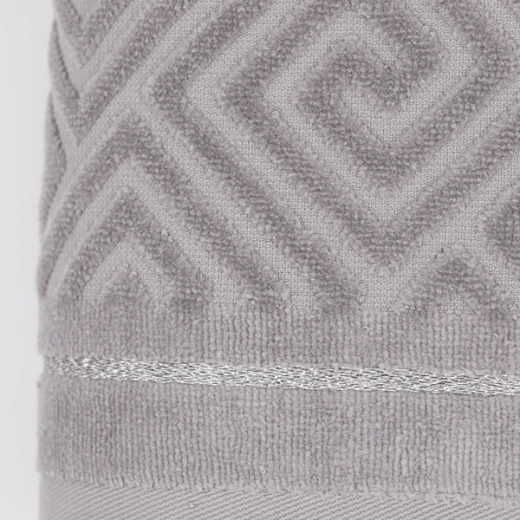 Nova Home Versace Jacquard Towel with Silver Details - 100% Cotton - 30x50 Cm - Grey & Silver - Nova Home - Image 4