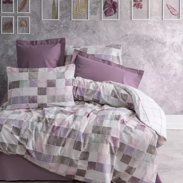 Nova Home Maro Duvet Cover Set - 100% Cotton - Single & Twin - 3 Pcs - Purple - Nova Home