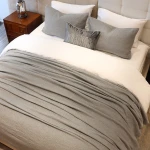 Nova Home Whispers Knitted Cotton Bedspread Set - Single & Twin - 2 Pcs - Light Grey - Nova Home