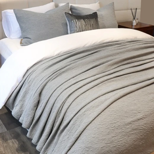 Nova Home Whispers Knitted Cotton Bedspread Set - Single & Twin - 2 Pcs - Light Grey - Nova Home - Image 8