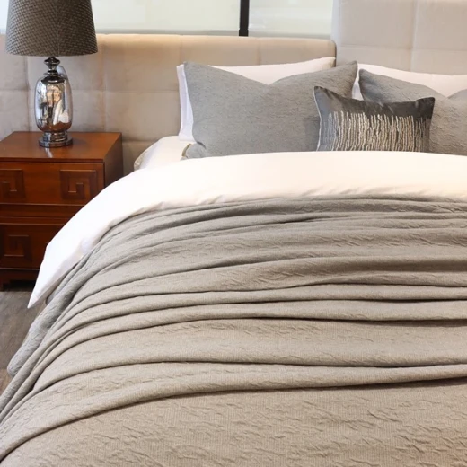 Nova Home Whispers Knitted Cotton Bedspread Set - Single & Twin - 2 Pcs - Light Grey - Nova Home - Image 7