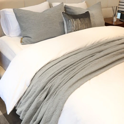 Nova Home Whispers Knitted Cotton Bedspread Set - Single & Twin - 2 Pcs - Light Grey - Nova Home - Image 3