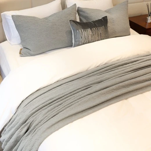 Nova Home Whispers Knitted Cotton Bedspread Set - Single & Twin - 2 Pcs - Light Grey - Nova Home - Image 2