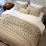 Nova Home Whispers Knitted Cotton Bedspread Set - Single & Twin - 2 Pcs - Sand - Nova Home