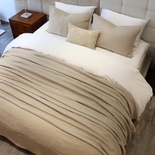 Nova Home Whispers Knitted Cotton Bedspread Set - Single & Twin - 2 Pcs - Sand - Nova Home - Image 11