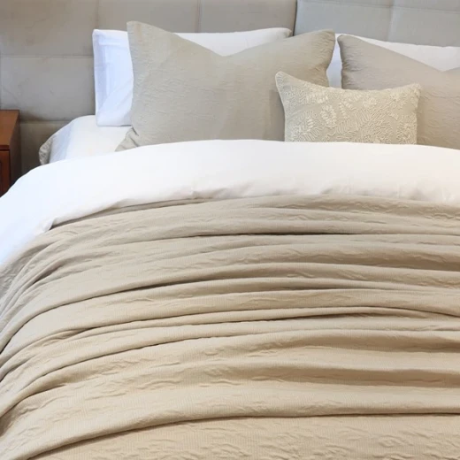 Nova Home Whispers Knitted Cotton Bedspread Set - Single & Twin - 2 Pcs - Sand - Nova Home - Image 4