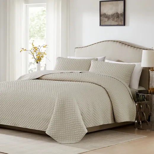 Nova Home Vivid Jaquard Bed Spread Set - 2Pcs - Single & Twin - Beige