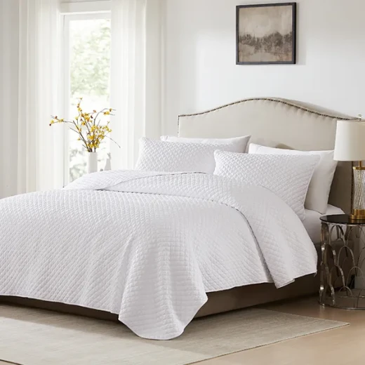 Nova Home Vivid Jaquard Bed Spread Set - 2Pcs - Single & Twin - White