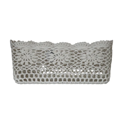 Nova Home "Threadlet" Cotton Crochet Basket - White