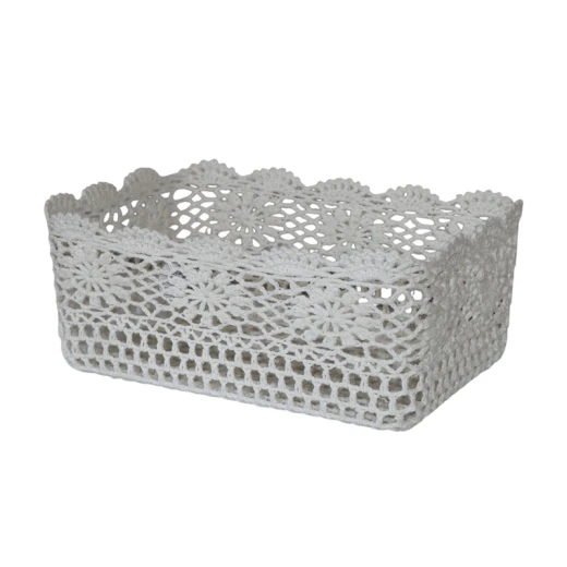 Nova Home "Threadlet" Cotton Crochet Basket - White - Nova Home - Image 2