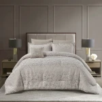 Nova Home Paisley Comforter Set - King & Super King - 7 Pcs - Taupe - Nova Home