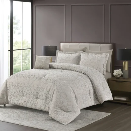 Nova Home Paisley Comforter Set - King & Super King - 7 Pcs - Taupe - Nova Home - Image 8