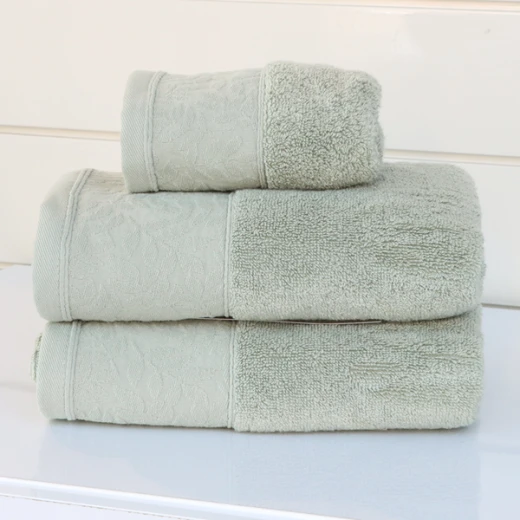 Nova Home Enigma Jacquard Towel with Leafs Details - 100% Cotton - 30x50 Cm - Light Green Nova Home Enigma Jacquard Towel with Leafs Details - 100% Cotton - 30x50 Cm - Light Green