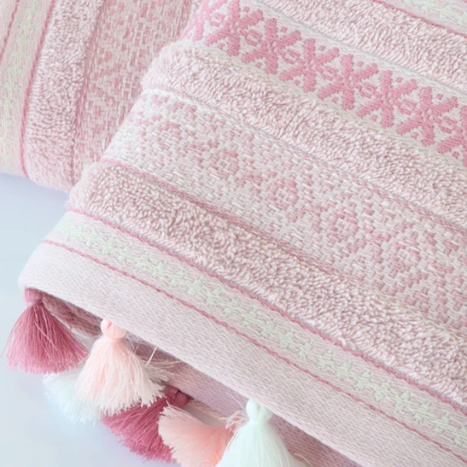 Nova Home Echo Jacquard Embroidered Towel - 100% Cotton - 50x90 Cm - Rose - Nova Home - Image 3