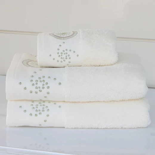Nova Home Handan Embroidered Towel - 100% Cotton - 50x90 Cm - White Nova Home Handan Embroidered Towel - 100% Cotton - 50x90 Cm - White