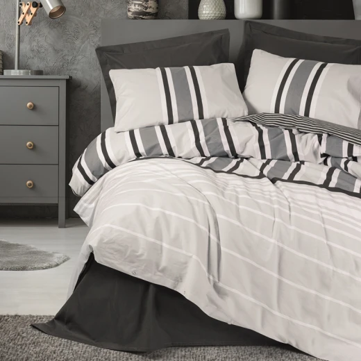 Nova Home Nobby Printed Duvet Cover Set - 100% Cotton - King & Super King - 4 Pcs - Anthracite Nova Home Nobby Printed Duvet Cover Set - 100% Cotton - King & Super King - 4 Pcs - Anthracite