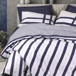 Nova Home Nifty Printed Duvet Cover Set - 100% Cotton - King & Super King - 4 Pcs - Navy Blue