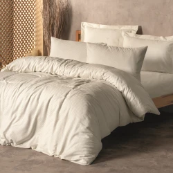 Nova Home Plaid Duvet Cover Set - 100% Cotton - Single &Twin - 3 Pcs - Cream