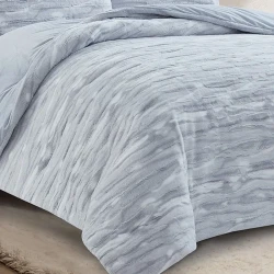 Nova Home Fog Printed Fur Comforter Set - King/Super King - 6Pcs - Grey
