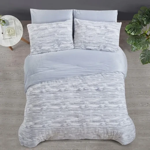 Nova Home Fog Printed Fur Comforter Set - King/Super King - 6Pcs - Grey - Nova Home - Image 3