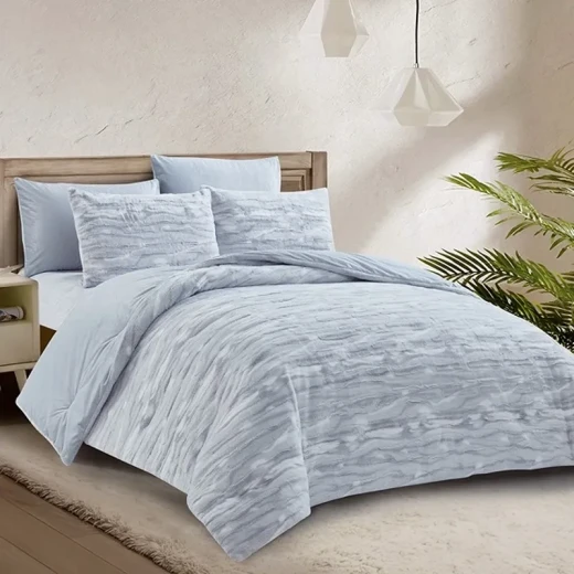 Nova Home Fog Printed Fur Comforter Set - King/Super King - 6Pcs - Grey - Nova Home - Image 8