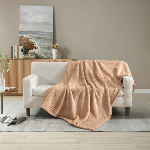 Nova Home Syros Winter Soft Jaquard Blanket -King/Super King - Beige - Nova Home - Image 4