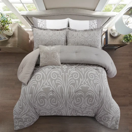 Nova Home Clark Jacquard Comforter Set - King & Super King - 7 Pcs - Taupe - Nova Home - Image 7