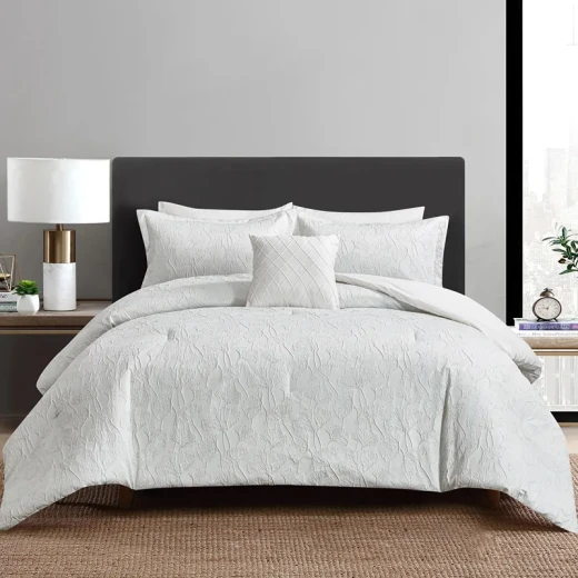 Nova Home Bibisara Jacquard Comforter Set - King & Super King - 7 Pcs - Ivory
