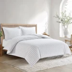 Nova Home Verto Cotton Duvet Cover Set - Queen - 3 Pcs - White/Linen - Nova Home