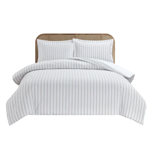 Nova Home Verto Cotton Duvet Cover Set - Queen - 3 Pcs - White/Linen - Nova Home - Image 10
