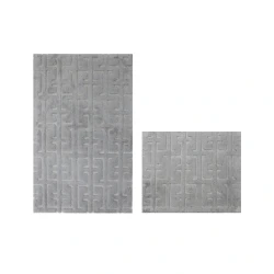 Nova Home Framework Cotton Bath Rug Set - 2Pcs - Light Grey