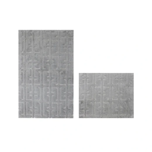 Nova Home Framework Cotton Bath Rug Set - 2Pcs - Light Grey
