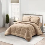 Nova Home Floriva Winter Jacquard Flannel Floral Comforter Set - Single/Twin - Beige - Nova Home