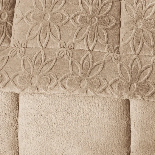 Nova Home Floriva Winter Jacquard Flannel Floral Comforter Set - Single/Twin - Beige - Nova Home - Image 3
