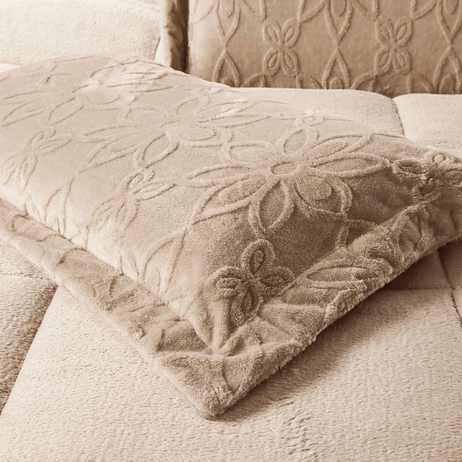 Nova Home Floriva Winter Jacquard Flannel Floral Comforter Set - Single/Twin - Beige - Nova Home - Image 6