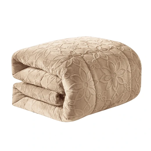 Nova Home Floriva Winter Jacquard Flannel Floral Comforter Set - Single/Twin - Beige - Nova Home - Image 9
