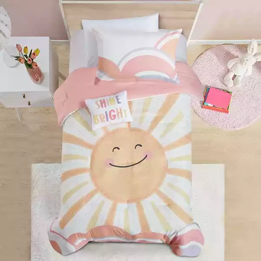 Nova Home Dawn Reversible Kid's Comforter Set - 5 Pcs - Single & Twin - Pink - Nova Home - Image 4
