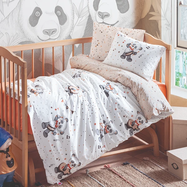 Nova Home "Musico" Baby Duvet Cover Set - 100% Cotton - 4 Pcs - Orange - Nova Home