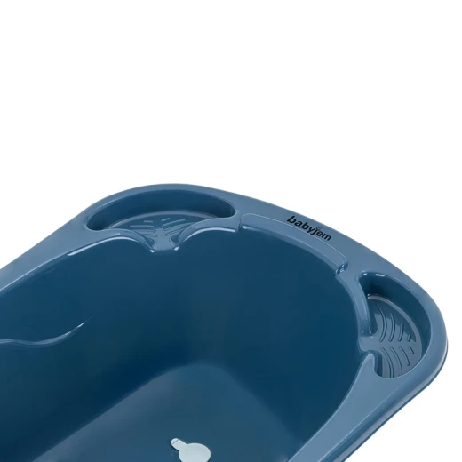 BabyJem 80cm Baby Bathtub (Indigo Blue) – Ergonomic Design with Built-in Soap and Shampoo Storage - BabyJem - Image 3