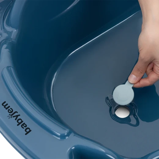 BabyJem 80cm Baby Bathtub (Indigo Blue) – Ergonomic Design with Built-in Soap and Shampoo Storage - BabyJem - Image 4