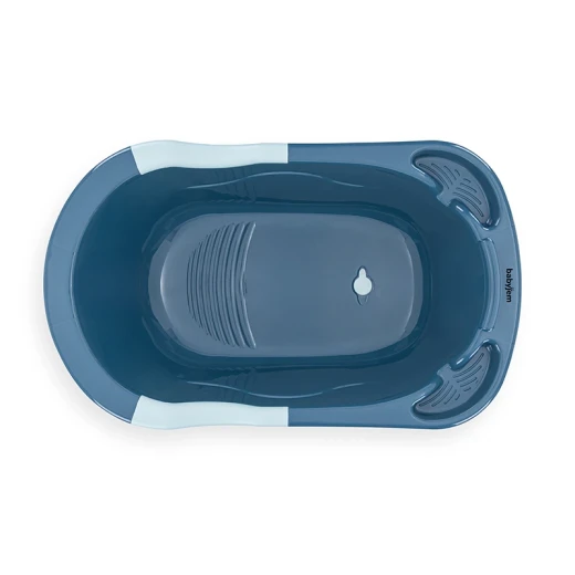BabyJem 80cm Baby Bathtub (Indigo Blue) – Ergonomic Design with Built-in Soap and Shampoo Storage - BabyJem - Image 5
