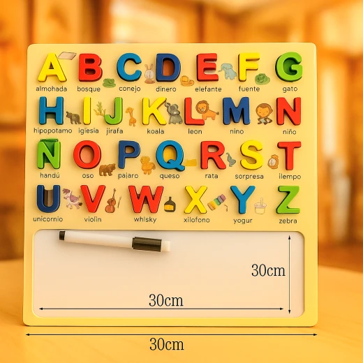 Sensoria 3D Alphabet Puzzle Toys for Kids & Toddlers | Educational Wooden Capital Letters (A–D) with White Surface Drawing Board Sensoria 3D Alphabet Puzzle Toys for Kids & Toddlers | Educational Wooden Capital Letters (A–D) with White Surface Drawing Board